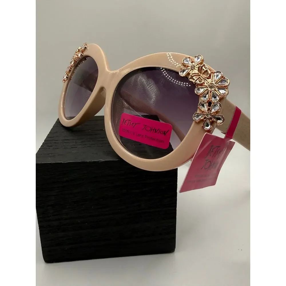 Betsey Johnson Blush Colored Embellished Sunglasses